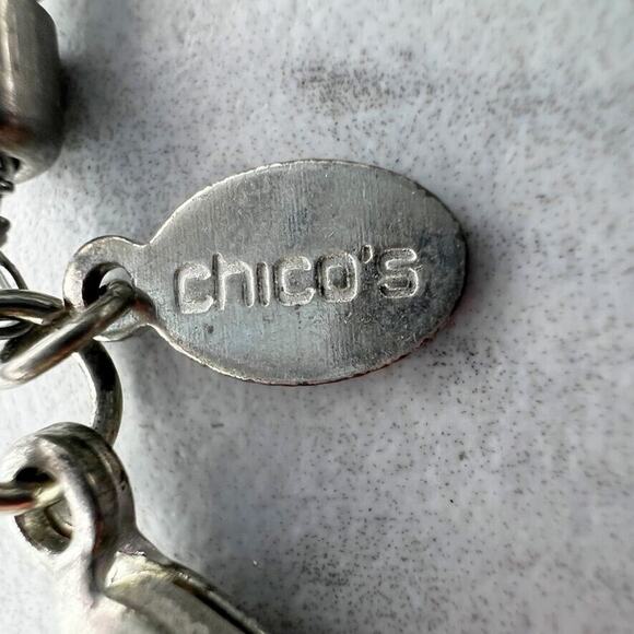 Chico's Silver Tone Box Beaded Double Strand Necklace - Picture 11 of 11